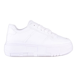 White Shelovet women's sports shoes on the platform White Shelovet women's sports shoes on the platform