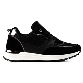 Black Shelovet women's sneakers with a snake pattern