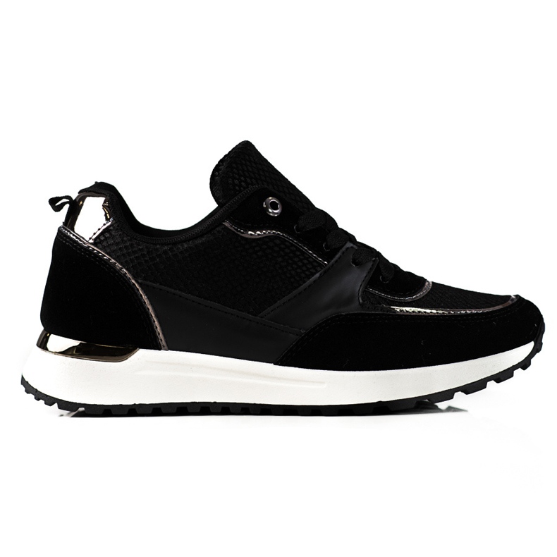 Black Shelovet women's sneakers with a snake pattern