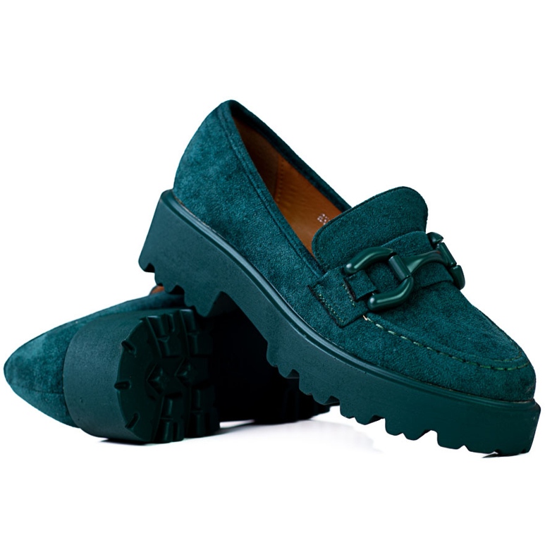Fashionable women's loafers on the Vinceza platform green Fashionable women's loafers on the Vinceza platform green