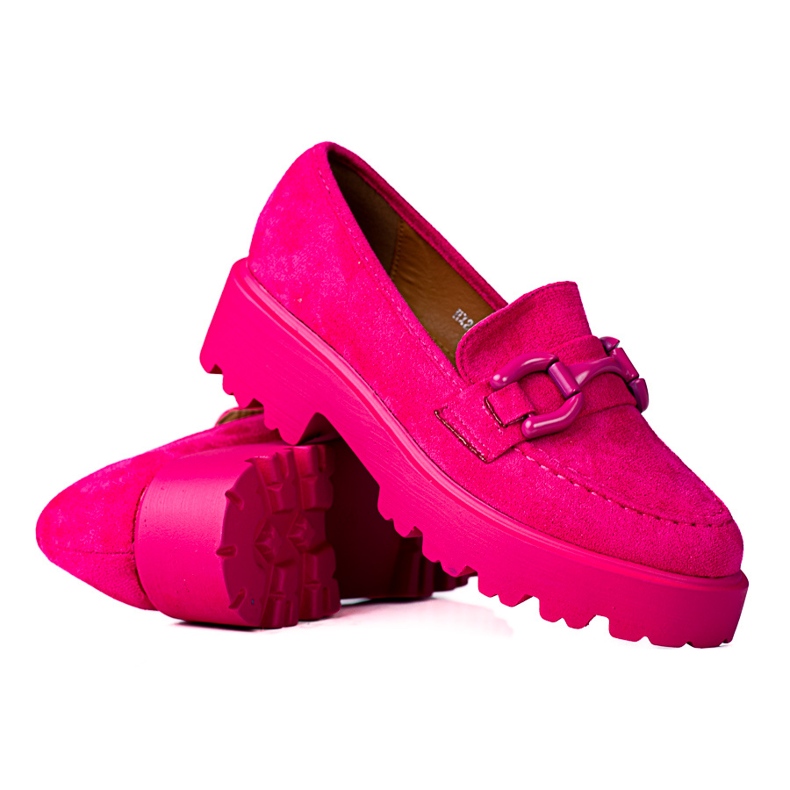 Fashionable women's loafers on the fuchsia Vinceza platform pink