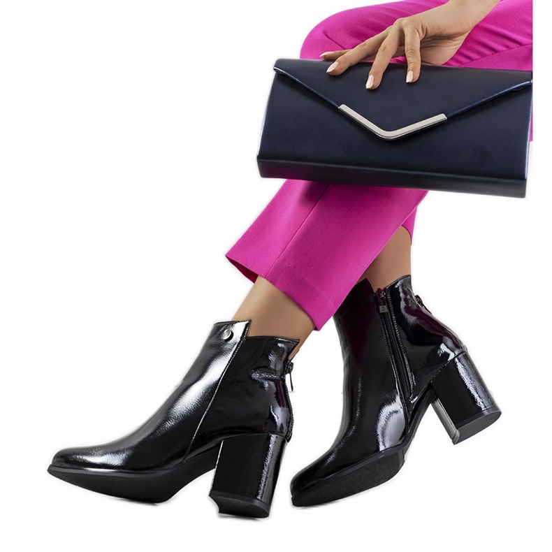 Black patent leather Goldcrest boots