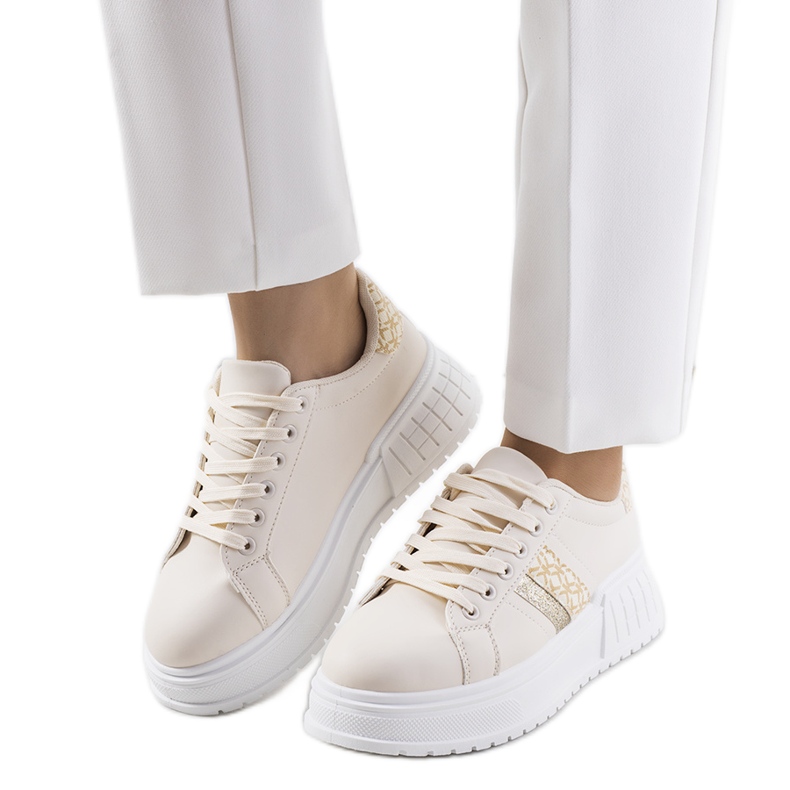 PA1 Beige sneakers on the Kamil platform golden