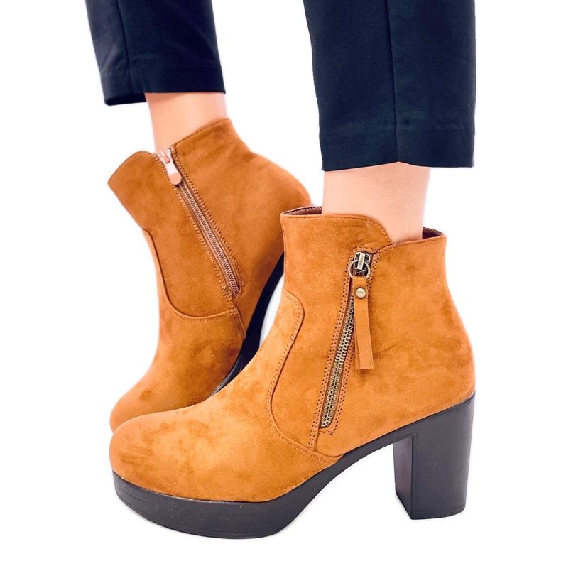 Americana Camel high-heeled ankle boots brown