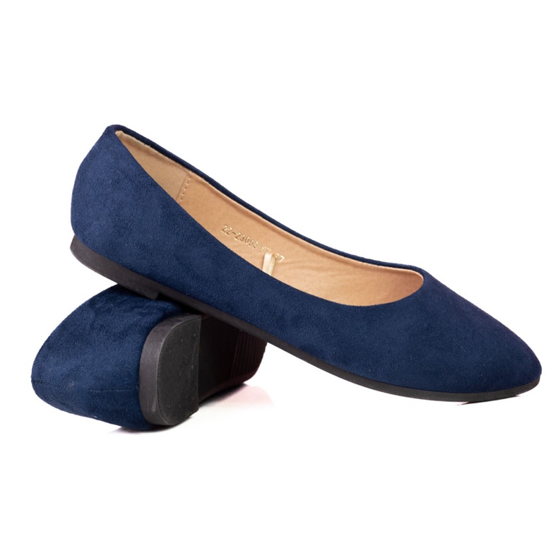 W. Potocki Navy blue women's Potocki ballerinas made of ecological suede