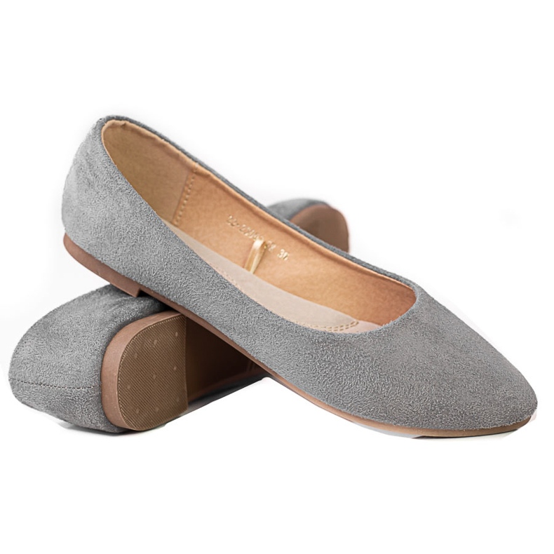 W. Potocki Gray women's Potocki ballerinas made of ecological suede grey