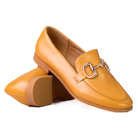 Elegant women's Shelovet brown loafers with low heels Elegant women's Shelovet brown loafers with low heels
