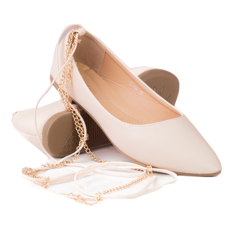 Women's Shelovet beige ballerinas with chains Women's Shelovet beige ballerinas with chains