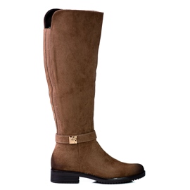 Comfortable women's Vinceza boots made of ecological suede brown