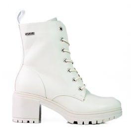 Beige lace-up women's Vinceza workers on a low post brown