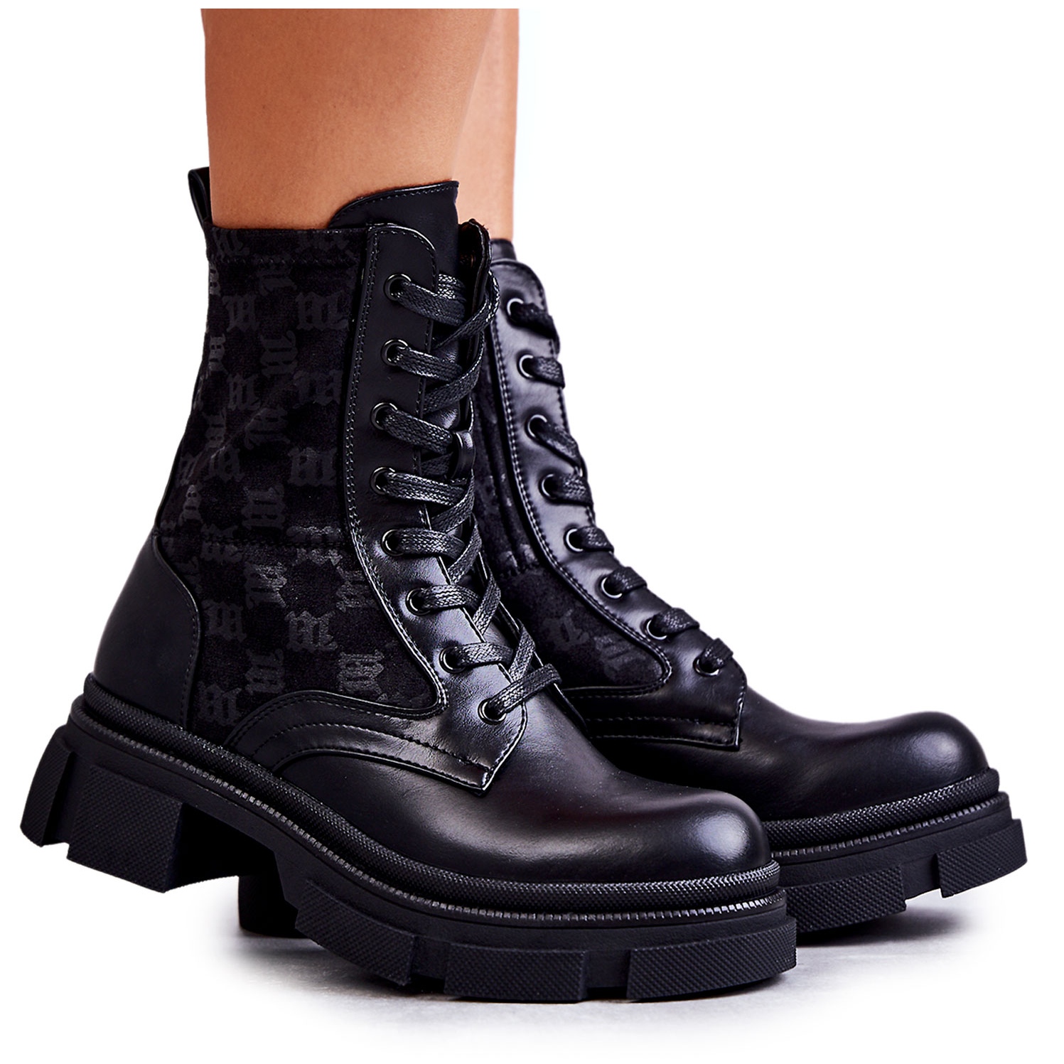 FD1 High Women's Boots, Tied Black Verlon - KeeShoes