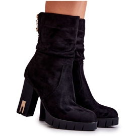 PG1 Suede High Boots On A Heel Black Volter