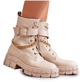 PG1 Fashionable Workers Boots With Beige Solesso Chain