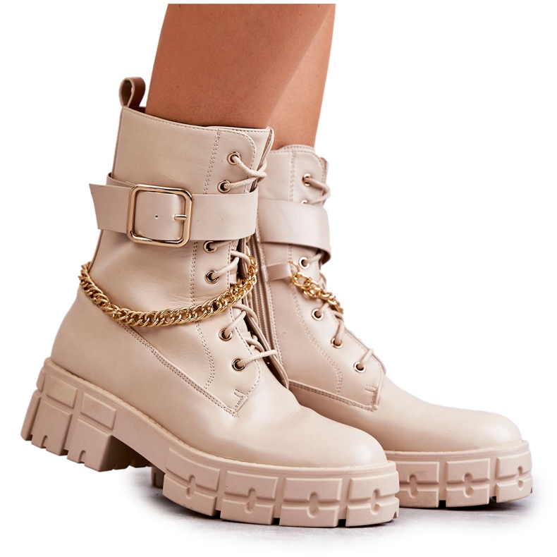 PG1 Fashionable Workers Boots With Beige Solesso Chain