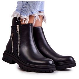 PG1 Women's Leather Boots With Zipper Black Navarra