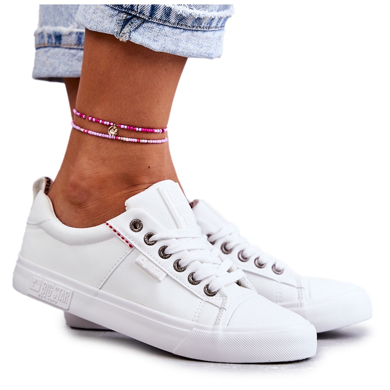 Women's Low Leather Sneakers Big Star KK274005 White Women's Low Leather Sneakers Big Star KK274005 White