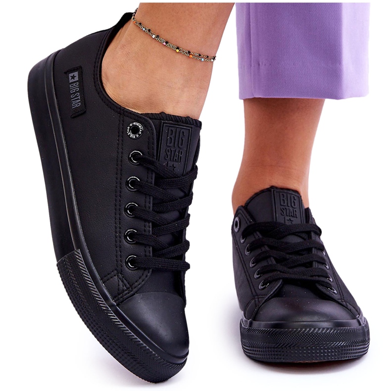 Women's Low Leather Sneakers Big Star KK274011 Black Women's Low Leather Sneakers Big Star KK274011 Black