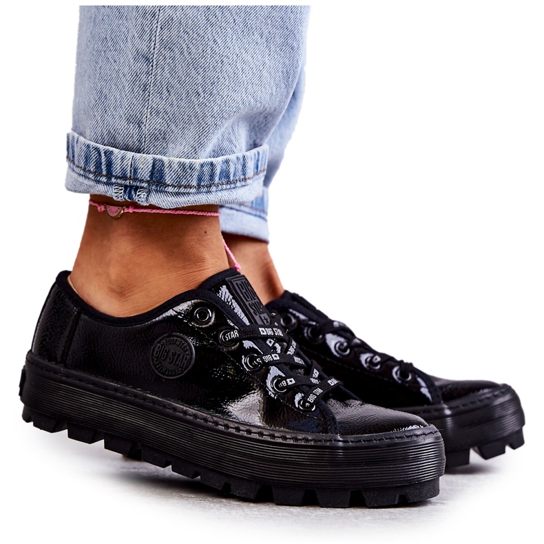 Fashionable Lacquered Sneakers Big Star KK274044 Black