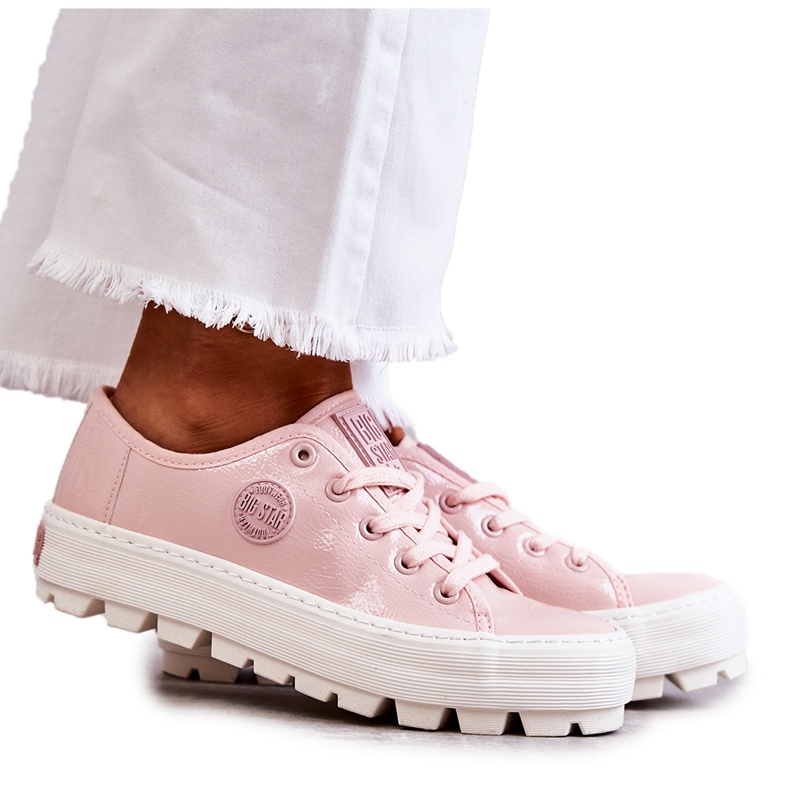 Fashionable Lacquered Sneakers Big Star KK274047 Pink