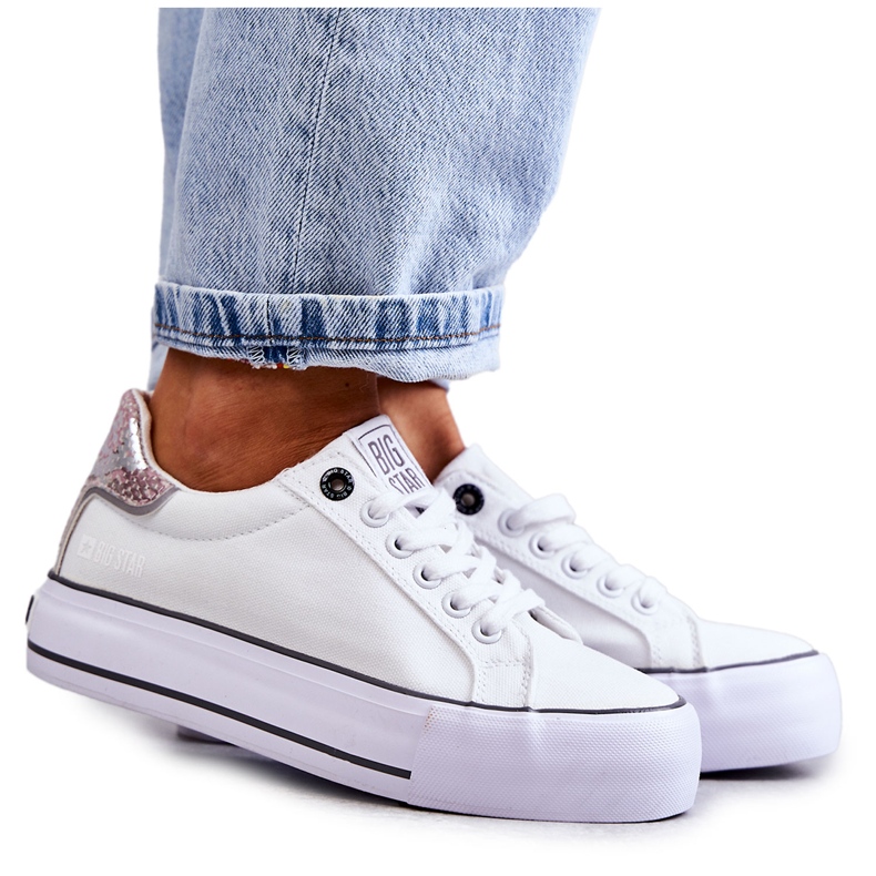 Women's Material Sneakers Big Star KK274037 White Women's Material Sneakers Big Star KK274037 White