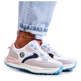Women's sports sneakers Big Star KK274097 White-Pink grey