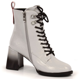 S.Barski Boots lacquered on a post, warm gray S. Barski grey