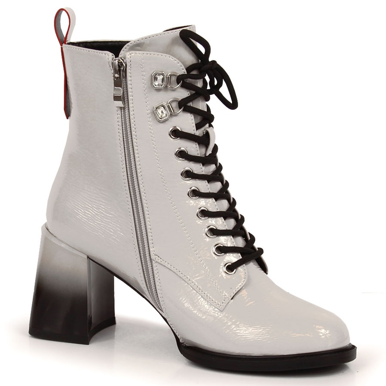 S.Barski Boots lacquered on a post, warm gray S. Barski grey