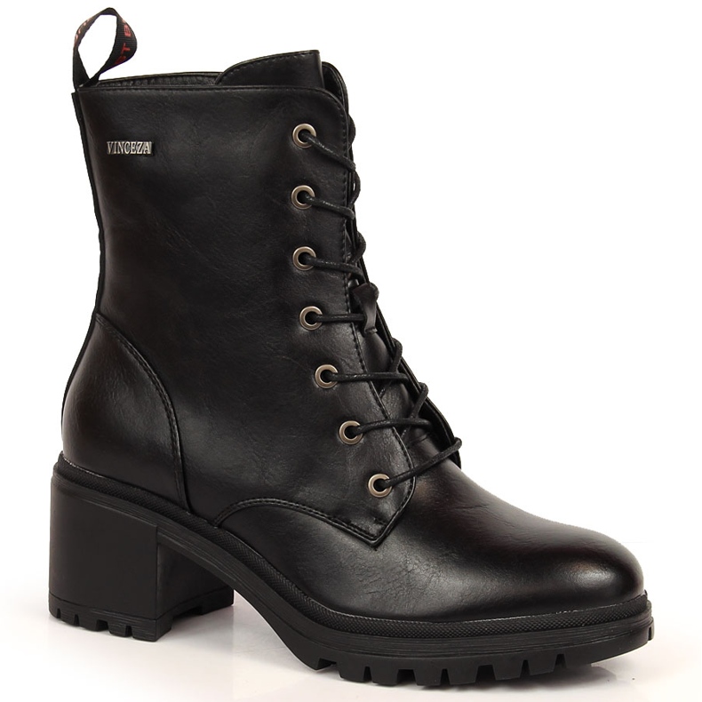 Black Vinceza lace-up boots on the post