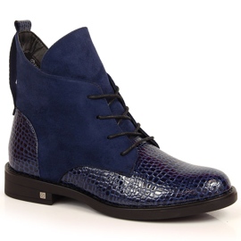 Women's boots insulated crocodile navy blue Potocki