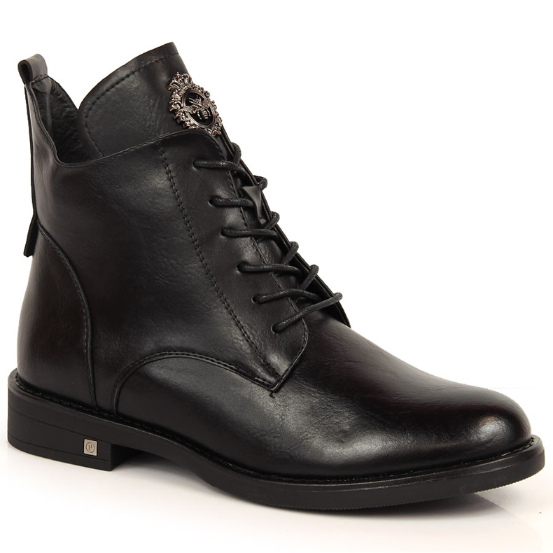 Women's boots with an ornament of black insulated Potocki