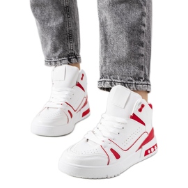 Grandis red ankle sneakers white