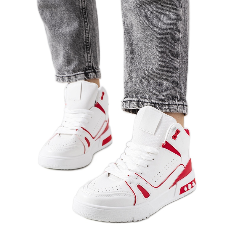 Grandis red ankle sneakers white