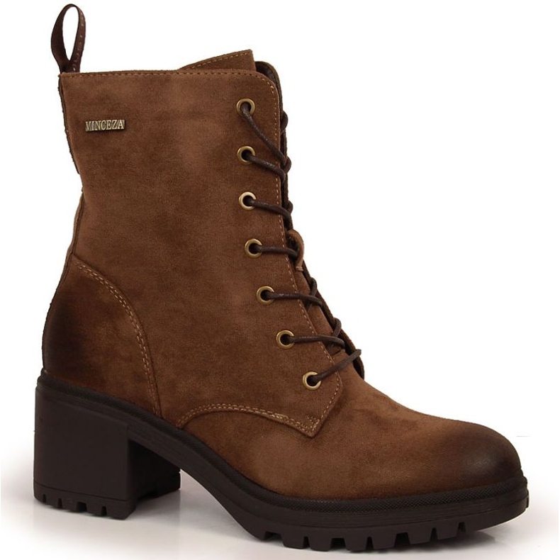 Boots suede on the post insulated Vinceza W JAN142D brown
