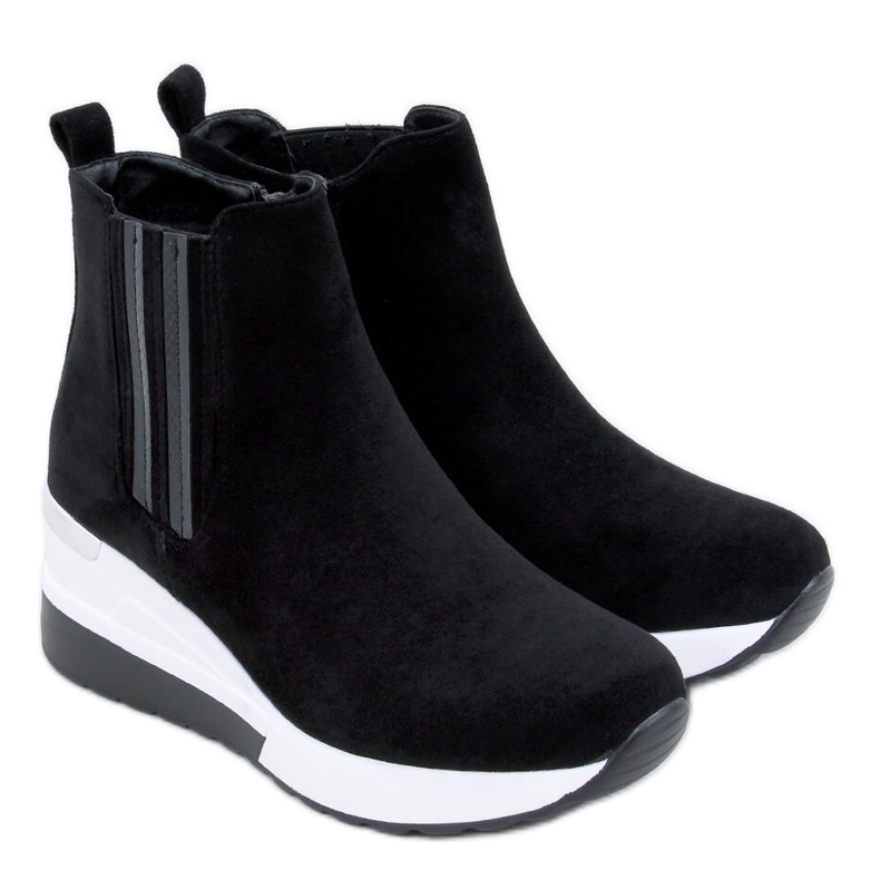 Stock Black wedge boots