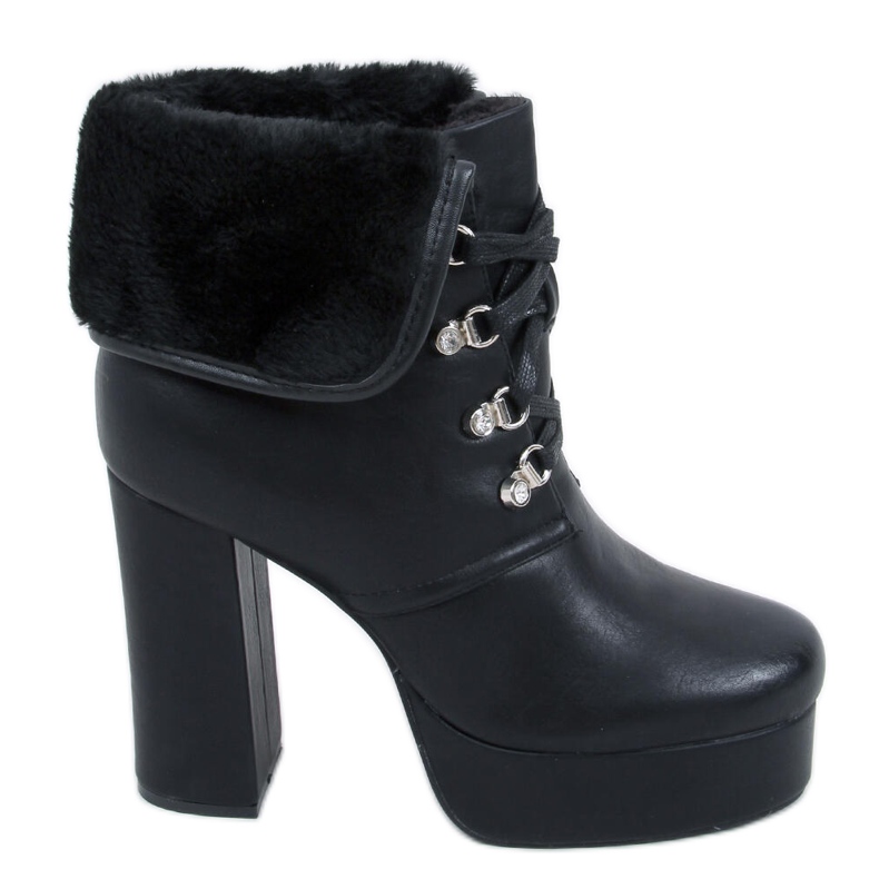 PA1 Evelyn Black platform ankle boots