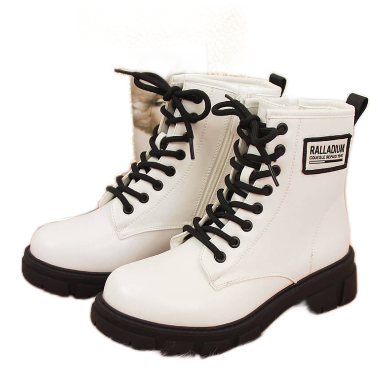 S.Barski White boots for girls insulated by S. Bararski