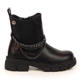 Black Vinceza boots for girls with a chain