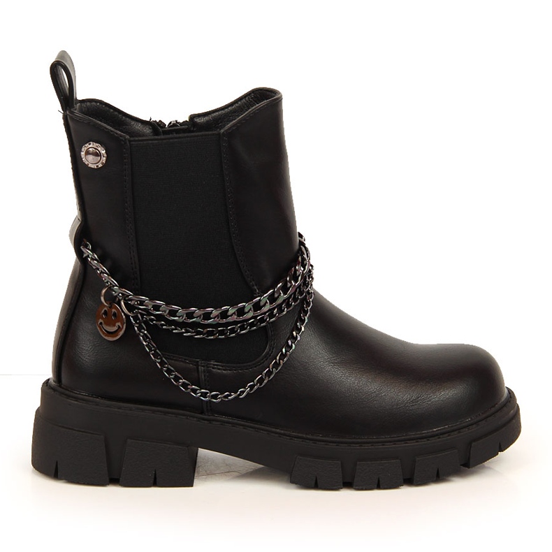 Black Vinceza boots for girls with a chain