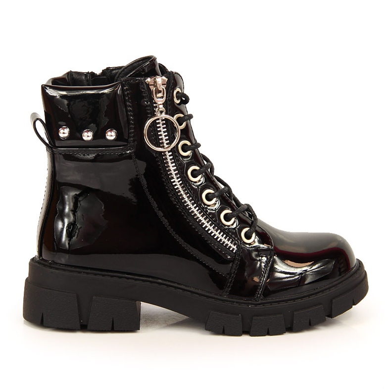 Black Vinceza black lacquered insulated boots for girls