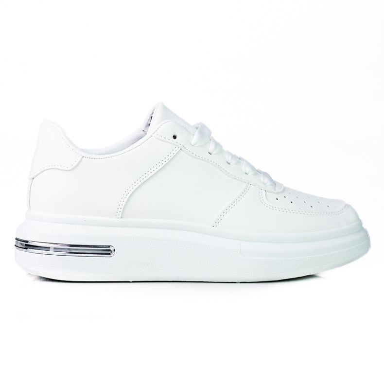 Laced white Shelovet sport shoes made of ecological white leather Laced white Shelovet sport shoes made of ecological white leather