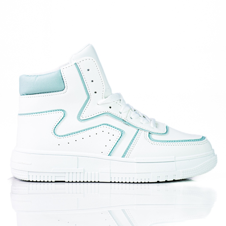 High Shelovet women's sneakers made of ecological white and green leather