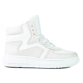 High Shelovet women's sneakers made of ecological white and gray leather grey High Shelovet women's sneakers made of ecological white and gray leather grey