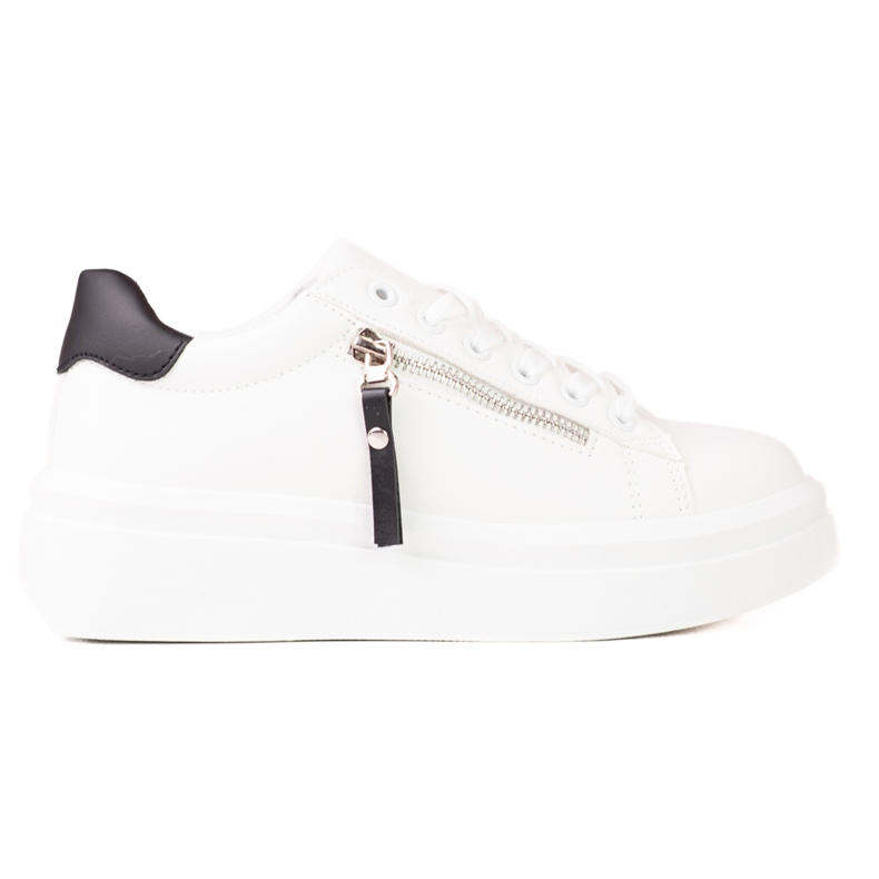 White Shelovet women's sneakers with a decorative zipper