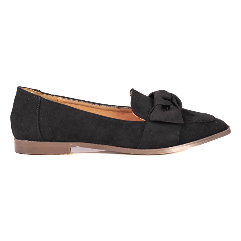 Women's Shelovet loafers made of ecological suede black Women's Shelovet loafers made of ecological suede black