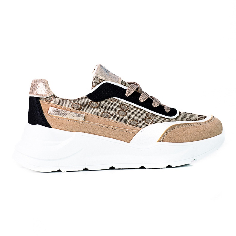 Women's Shelovet sneakers on a thick beige platform multicolored