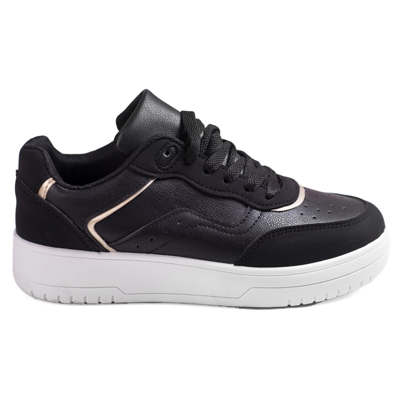 Black Shelovet women's sports shoes on a white platform