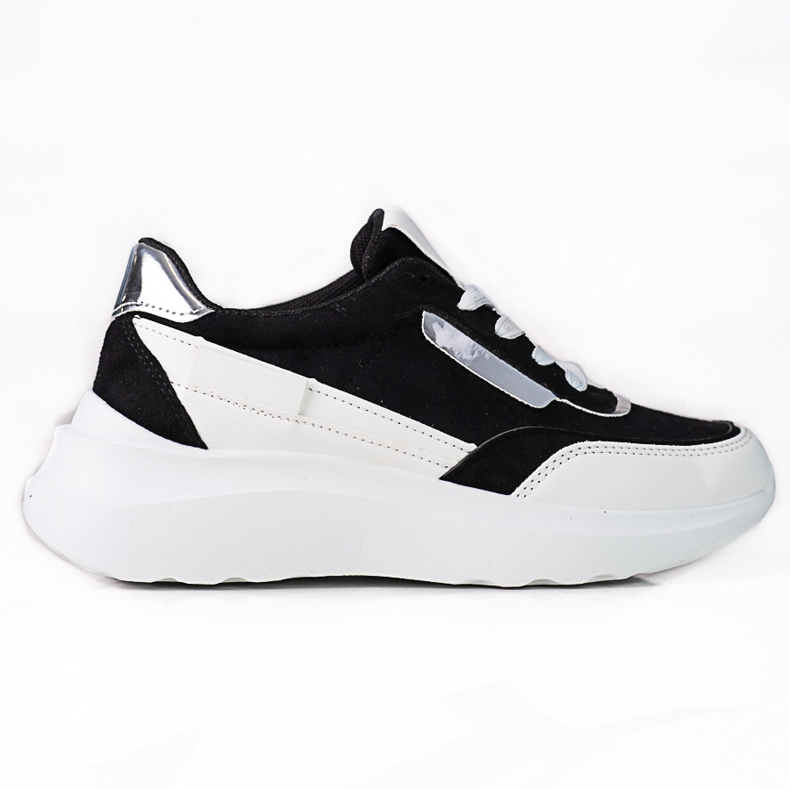 Shelovet black and white laced sneakers for women