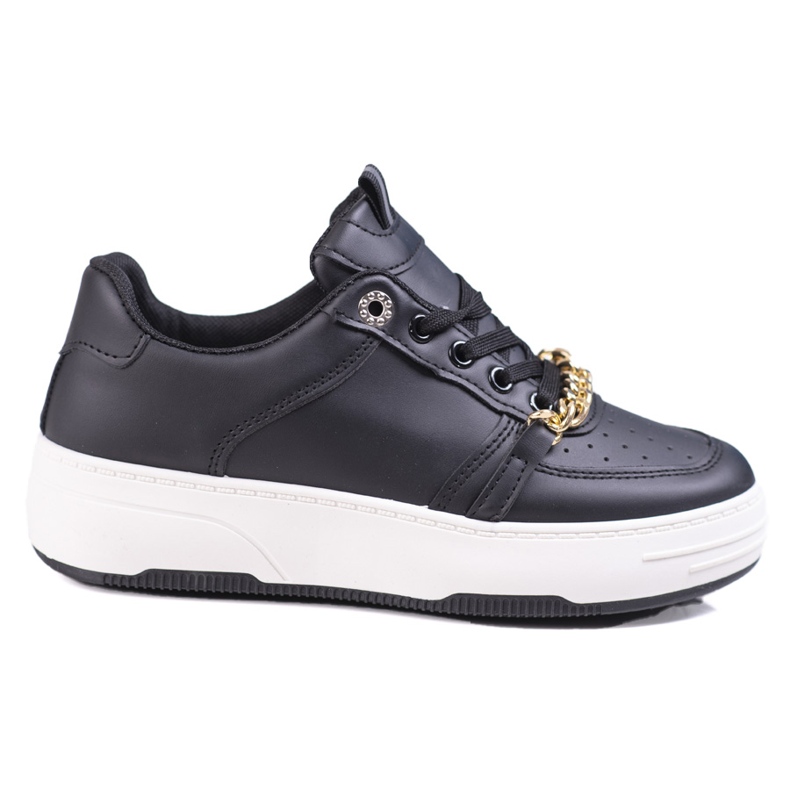 Women's black sneakers on a platform with a Shelovet chain