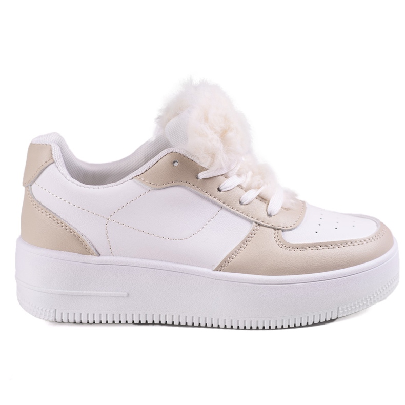 Women's sports sneakers with Shelovet fur beige