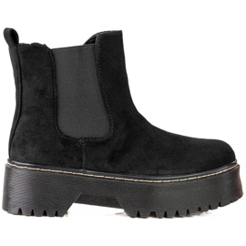 Women's black Chelsea boots on the Shelovet platform made of ecological suede Women's black Chelsea boots on the Shelovet platform made of ecological suede